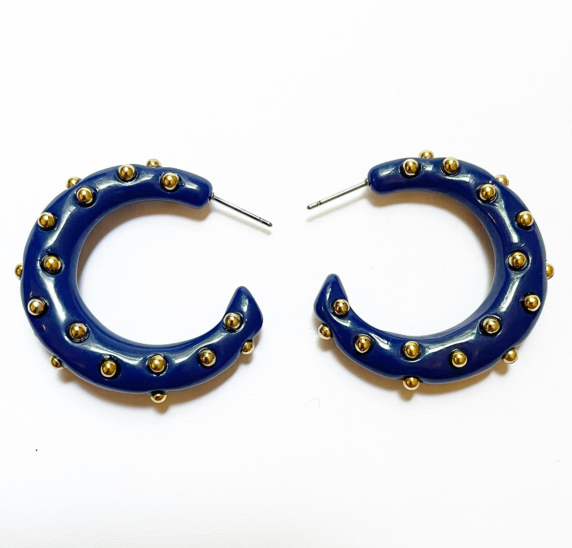 Vintage navy studded KJL hoop earrings