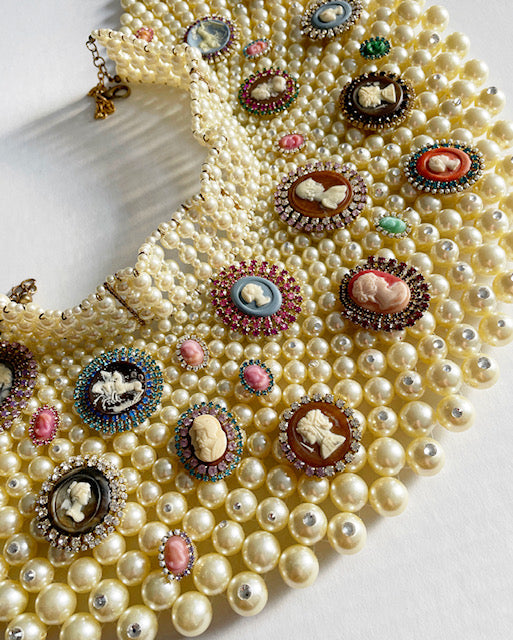 Vintage revival cameo collar necklace