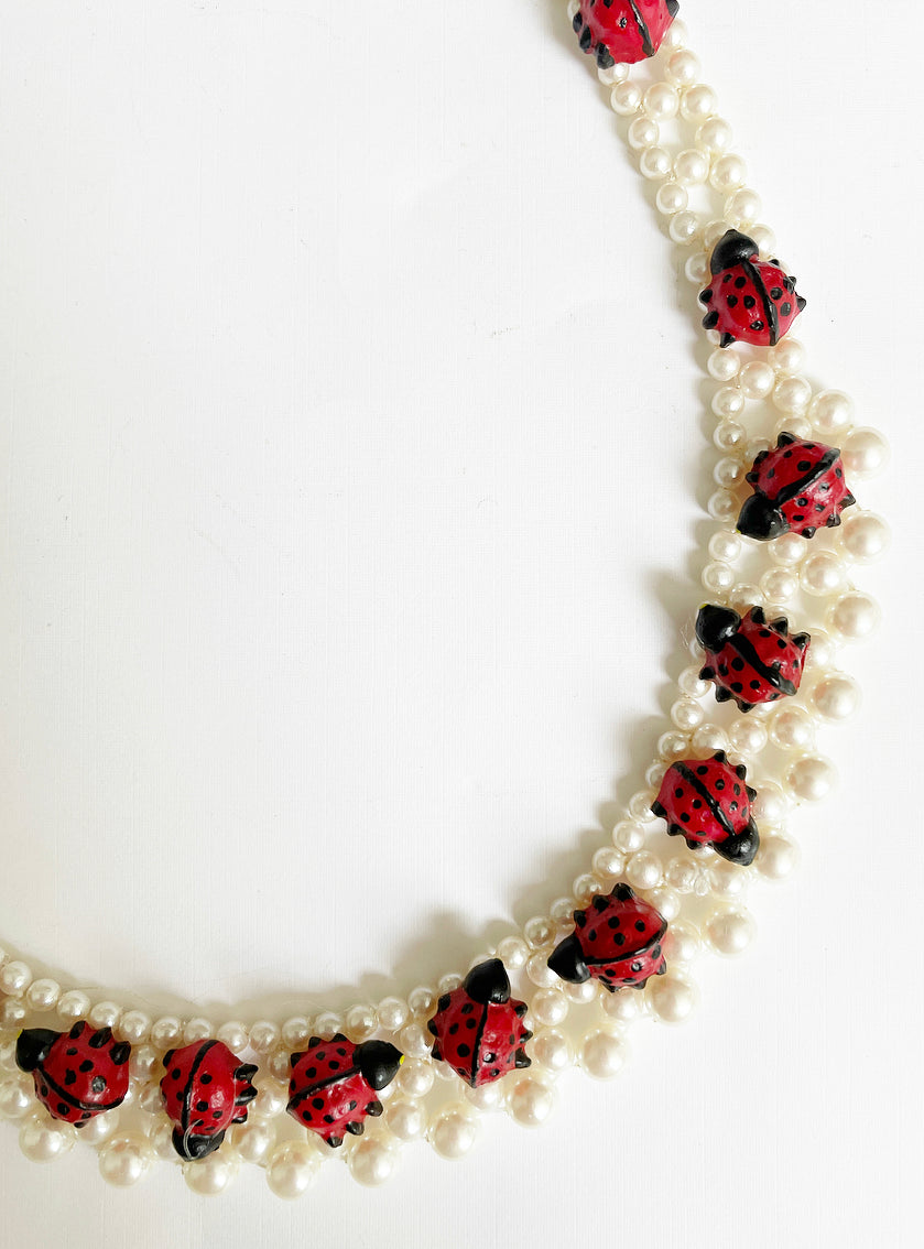 Ladybug pearl necklace