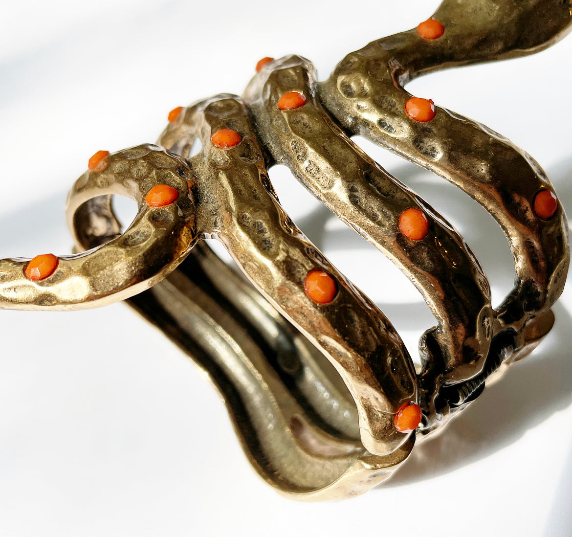 Vintage brass snake cuff bracelet