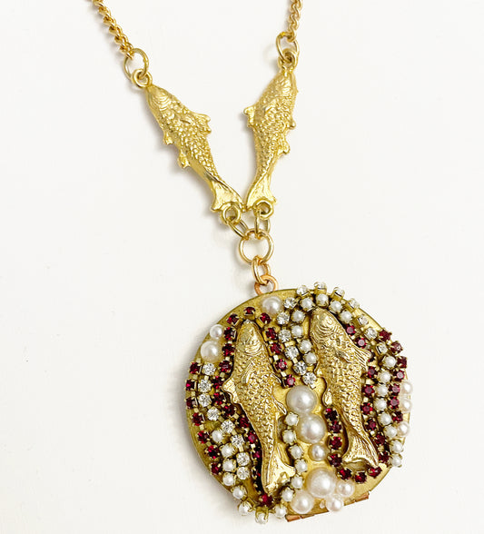 Go fish vintage revival locket necklace